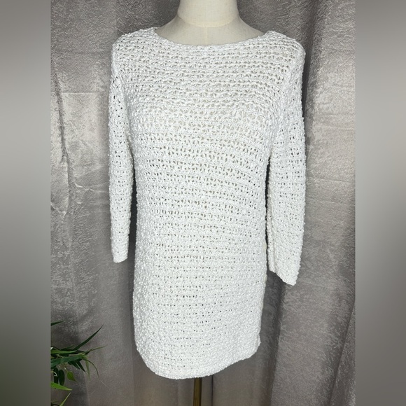 J.Jill Open Stitch Pullover Sweater with Side Button Detail in White Sz XS - Picture 4 of 11